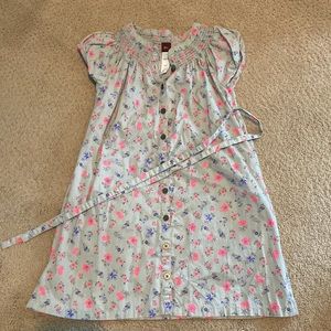 Tea collection girls dress 7 gray grey pink purple flower smocked